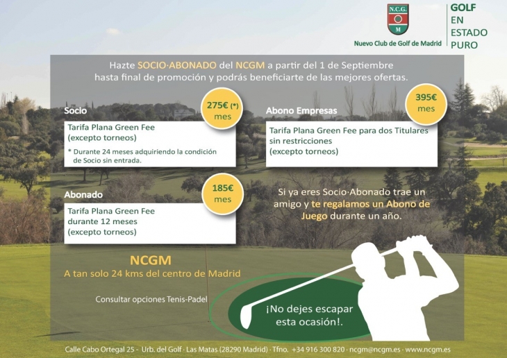 Campaña de nuevos Socios/Abonados en Nuevo Club de Golf de Madrid -  Federación de Golf de Madrid